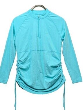 Coolibar Lawai Ruche Swim Shirt-Artic Blue